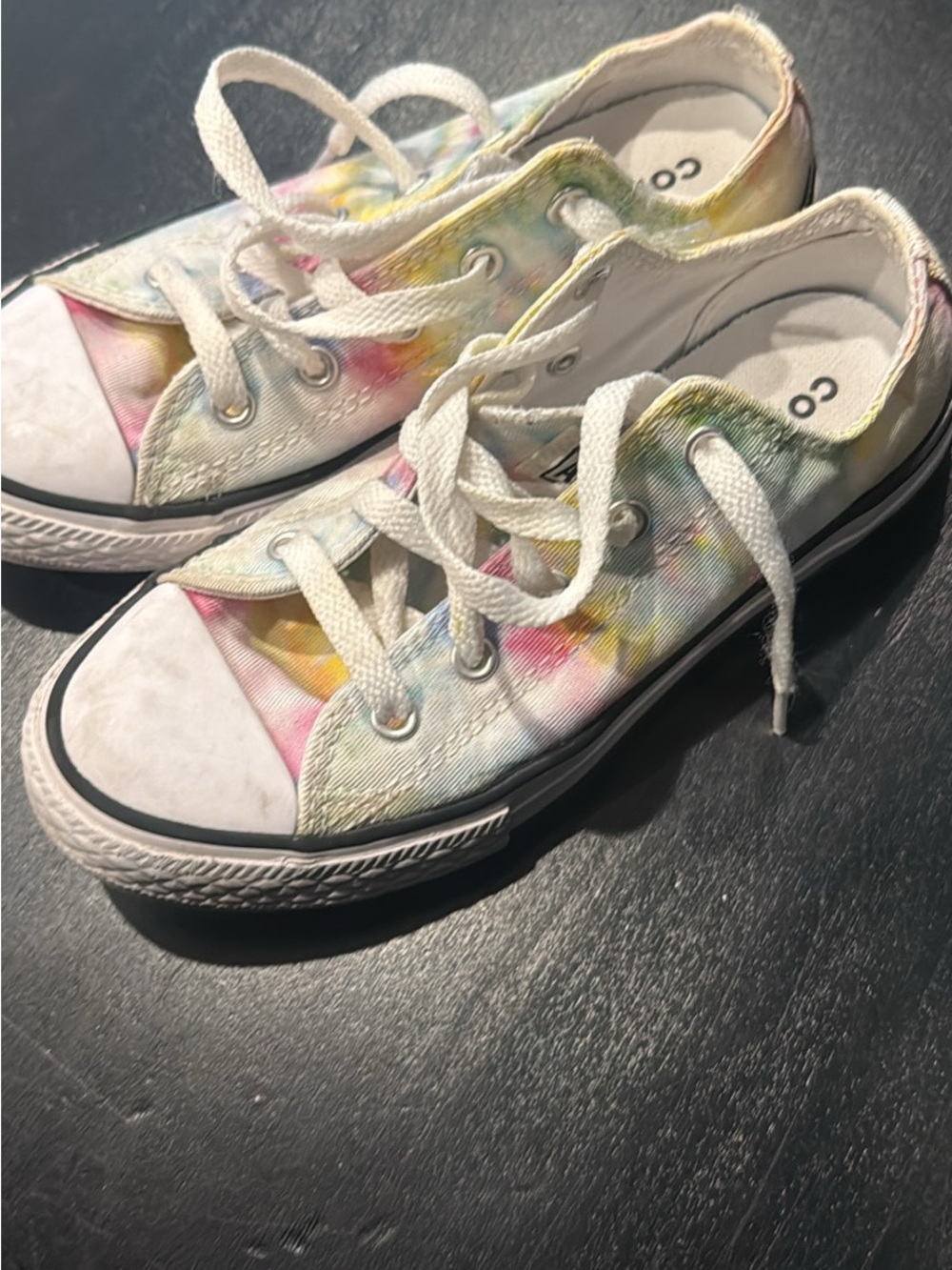 Converse Kids Low-Top Sneakers - White with Multicolor Tie-Dye
